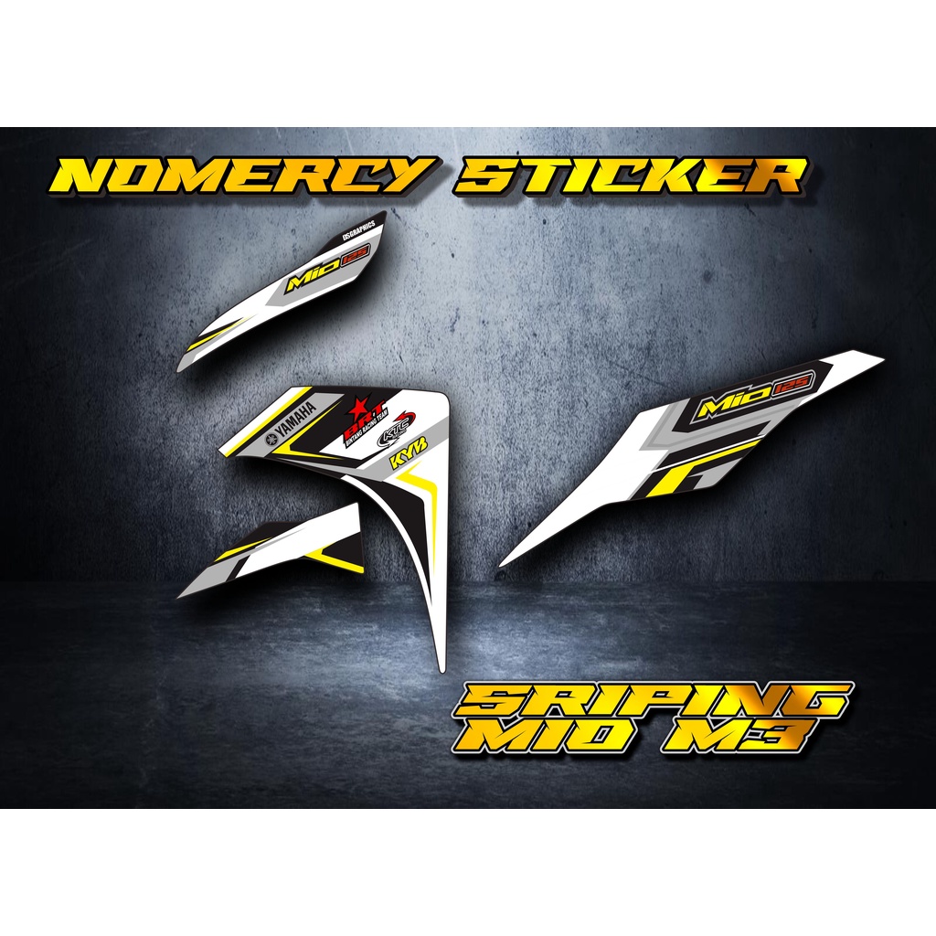 ( COD ) MIO M3 STICKER STRIPING MOTOR YAMAHA MIO M3 WARNA PUTIH LIS HITAM