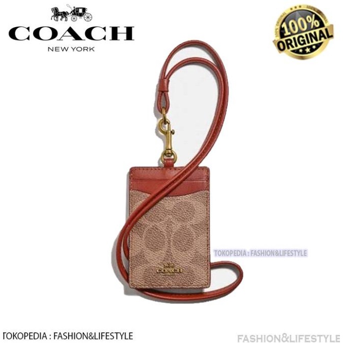 

HOT SALE COACH Id Lanyard In Colorblock Signature Canvas Khaki 100% ORIGINAL