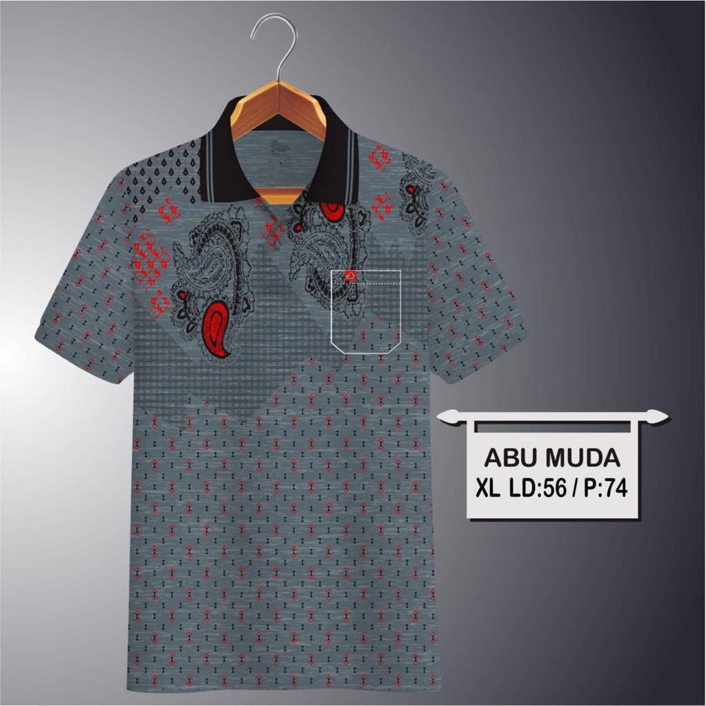 Kaospolos - Kaos kerah pria | kaos motif twotone saku dewasa | kaos polo shirt batik 01