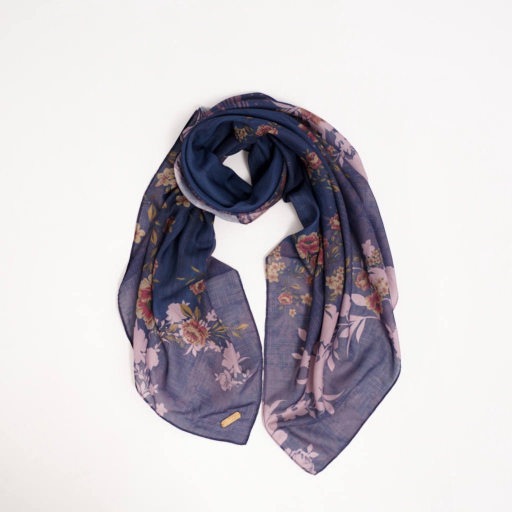 ALIF HIJAB SEGI EMPAT MOTIF PARIS PREMIUM KOREA - MAGELLAN IN VINTAGE INDIGO ( SPR-D3-001 )