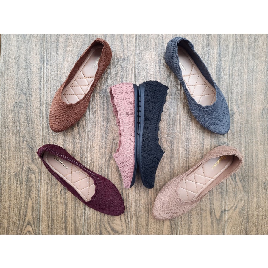 SEPATU BALET WANITA RAJUT IMPORT/FLATSHOES TERBARU BERKUALITAS/SEPATU SOL KARET/SEPATU TERBARU(COD-SALLSA_SICI_COLLECTION)