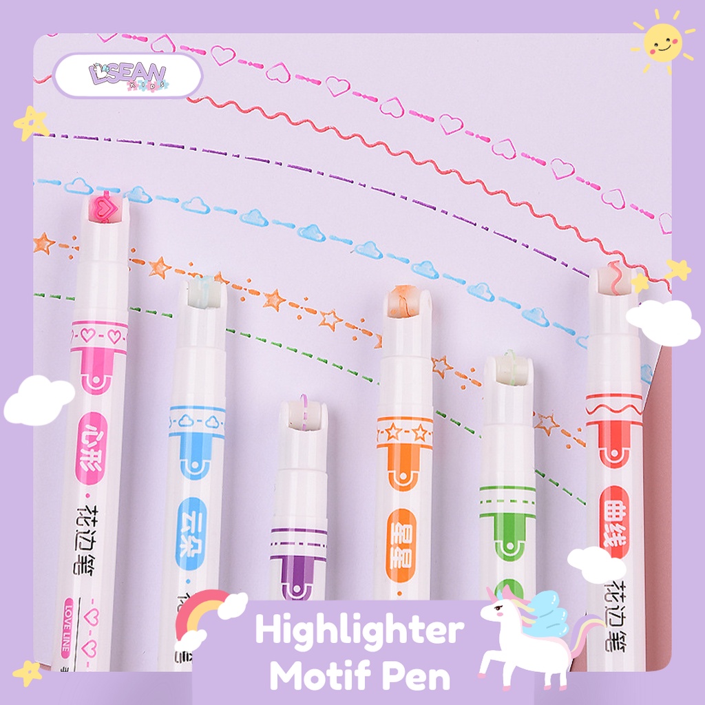 

Highlighter Motif Warna Warni Pastel Linear Color Pen Isi 6