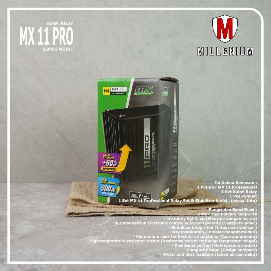 KABEL RELAY LAMPU H4 MOBIL MX 11 PRO - MX11 PROFESSIONAL KABEL SET UNTUK LAMPU UTAMA MOBIL