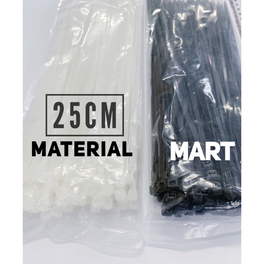 Kabel Ties Putih 25 cm | Cable Ties | Kabel Tis Hitam 250mm 100 pcs | Material Mart