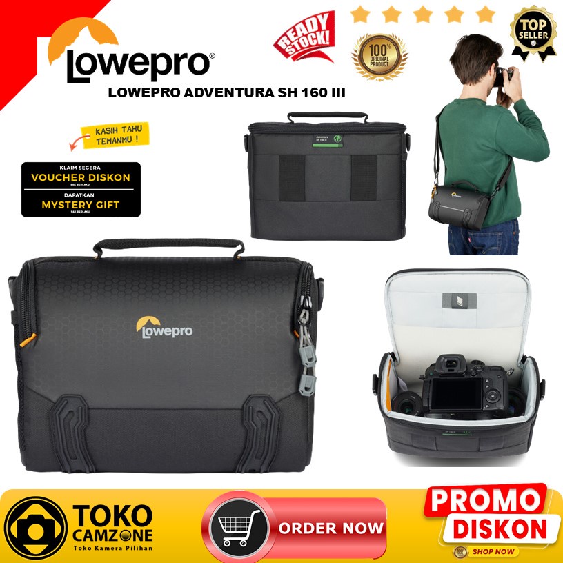 Sac Photo Lowepro Adventura SH 160 III - Pour Hybrides, Tissu Recyclé, Protection Solide