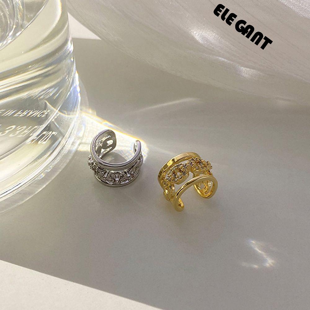 ELEGANT Vintage Korean Jewelry Accessories Geometric Copper Women Clip Earrings Fake Piercing Earcuff Party Fashion Design Elegant Girl Gift Personality Letter C Ear Cuff/Multicolor
