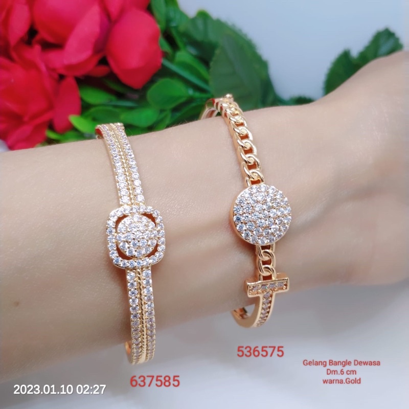 Gelang Bangle Dewasa Perhiasan Titanium Tembaga Terlaris Termurah Lapis Emas