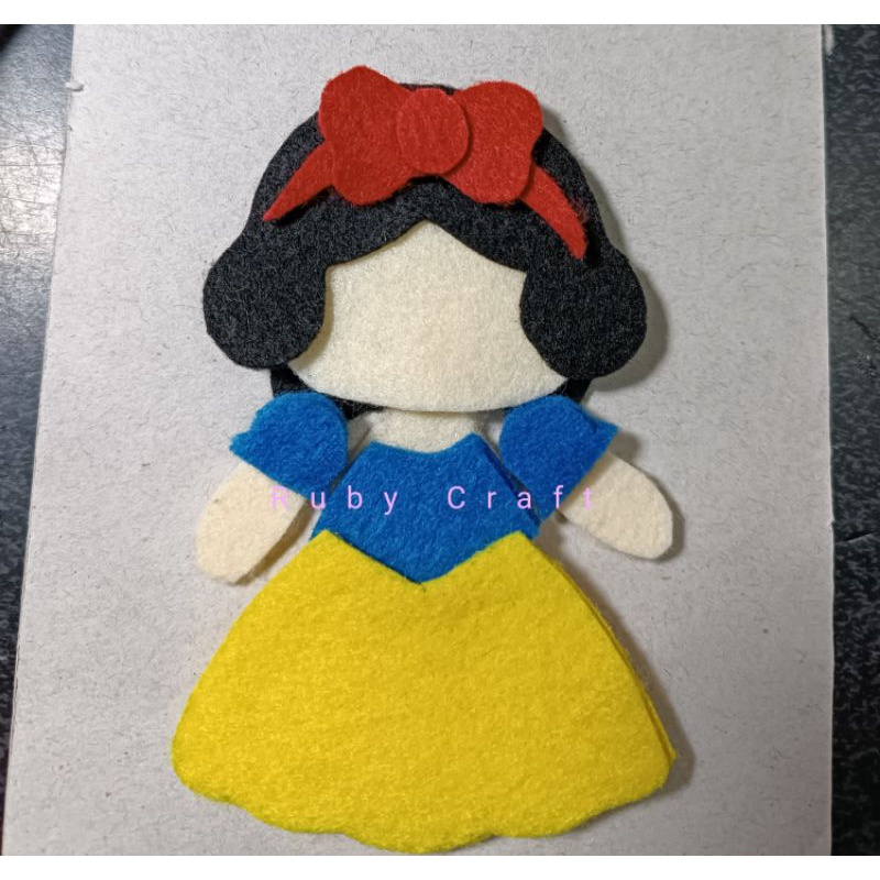 Pola Boneka Flanel Karakter Princess Snow White Tinggal dijahit | Gantungan Kunci | Aplikasi Flanel 