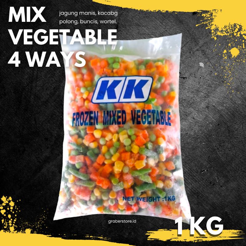 

Mixed Vegetable 4 way 1KG Frozen mix vegetable Sayuran Beku