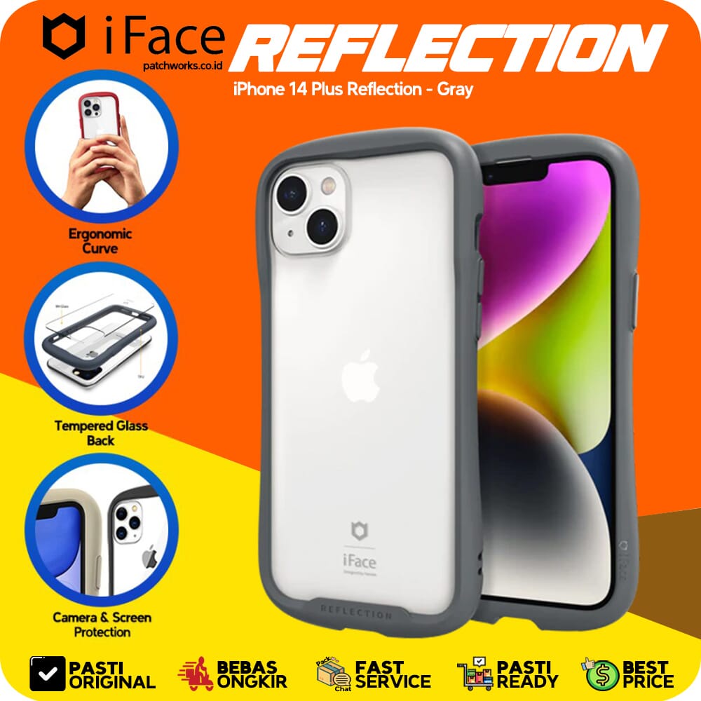 iFace iPhone 14 Plus Reflection Gray Softcase Tipis Anti Crack Armor