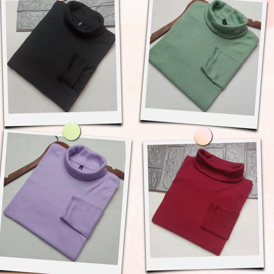Sedang Laris Rib Turtle neck Premium Tebal Kerah Tinggi/ turtleneck full catton polos terlaris ribb 