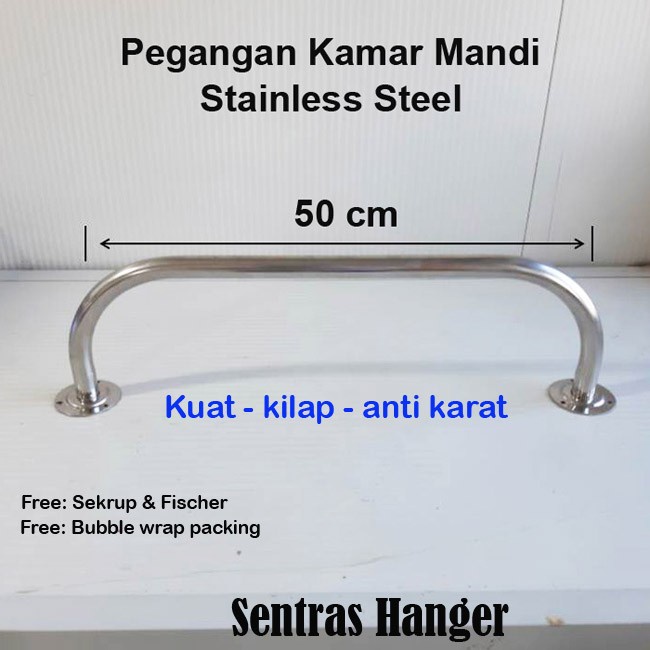 Mandi Pegangan Kamar Mandi, Stainless, 50 Cm