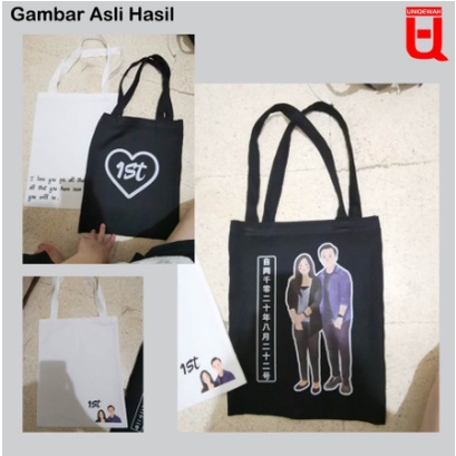 Sablon Totebag / Custom Totebag Kanvas Premium Sehari Jadi + Tebal dalam (Full Color)