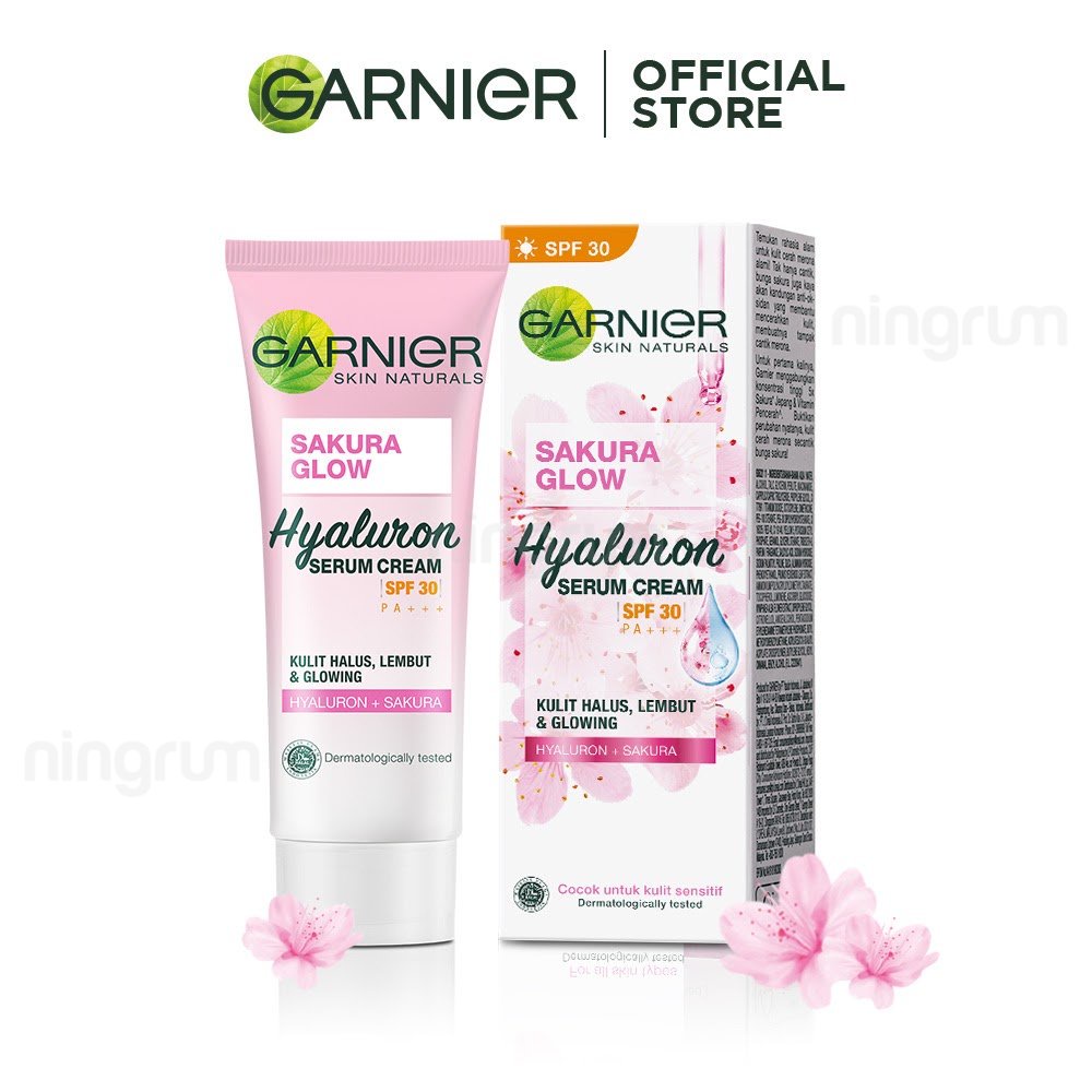 Ningrum - Garnier Sakura Glow Hyaluron Serum Cream SPF30 20ml &amp; 50ml | Krim Siang Wajah Glowing | Pelembab Wajah Mencerahkan Original BPOM - 8306