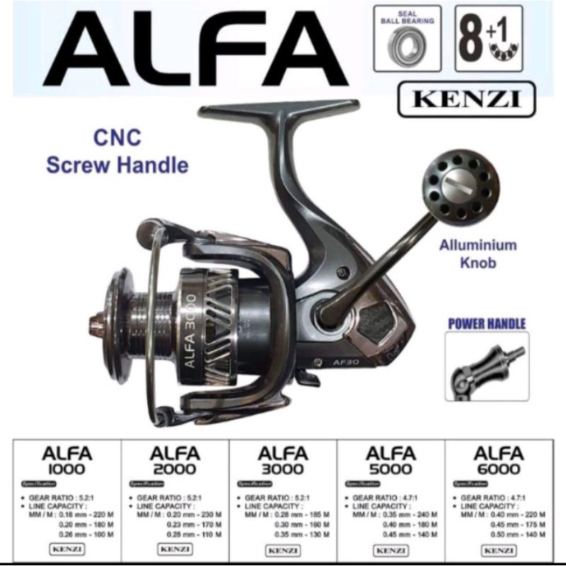 REEL KENZI ALFA 1000/2000/3000/5000/6000 .... POWER HENDEL