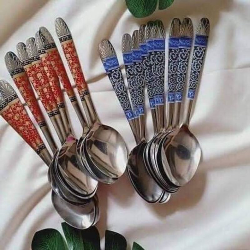 (12pcs)SENDOK MAKAN STAINLESS /Sendok batik/sendok garpu/alat makan