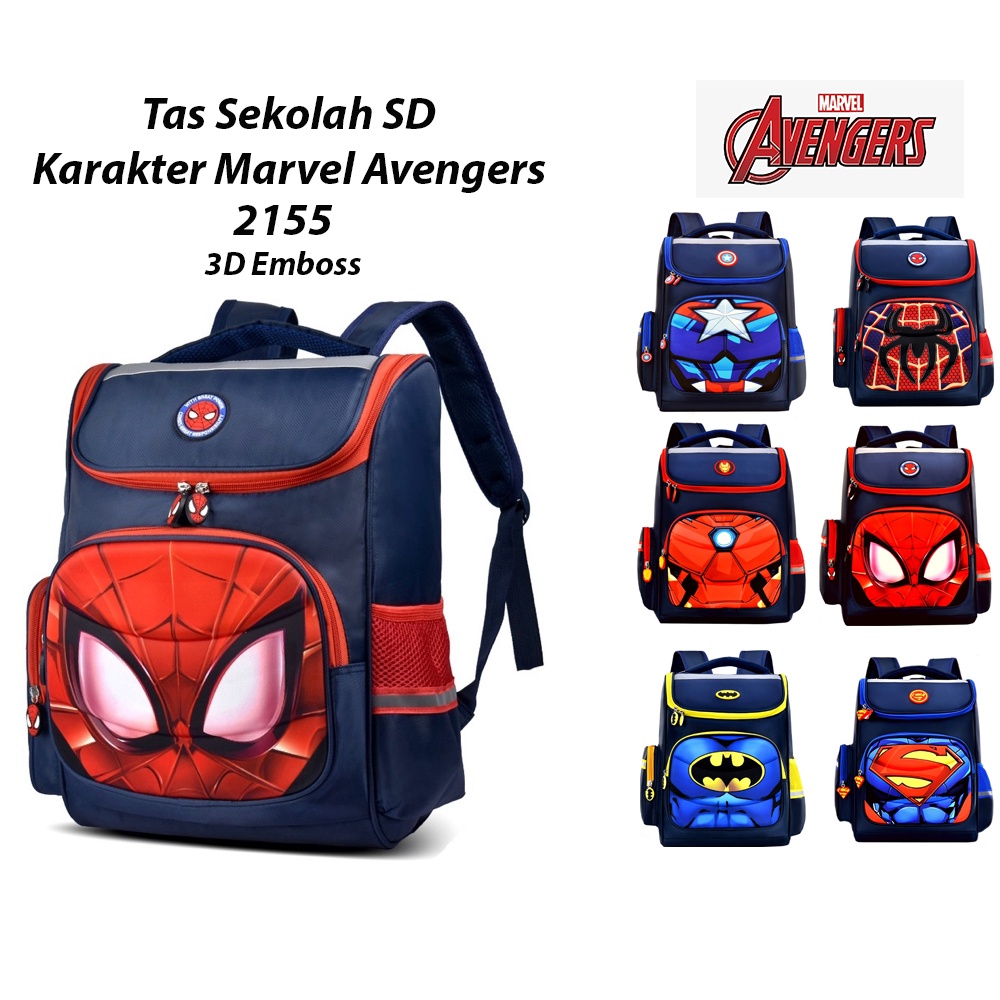 Tas Sekolah Anak Laki-Laki TK-SD Tas Ransel Sekolah Import Anak Cowok Karakter Superhero 6D Embos