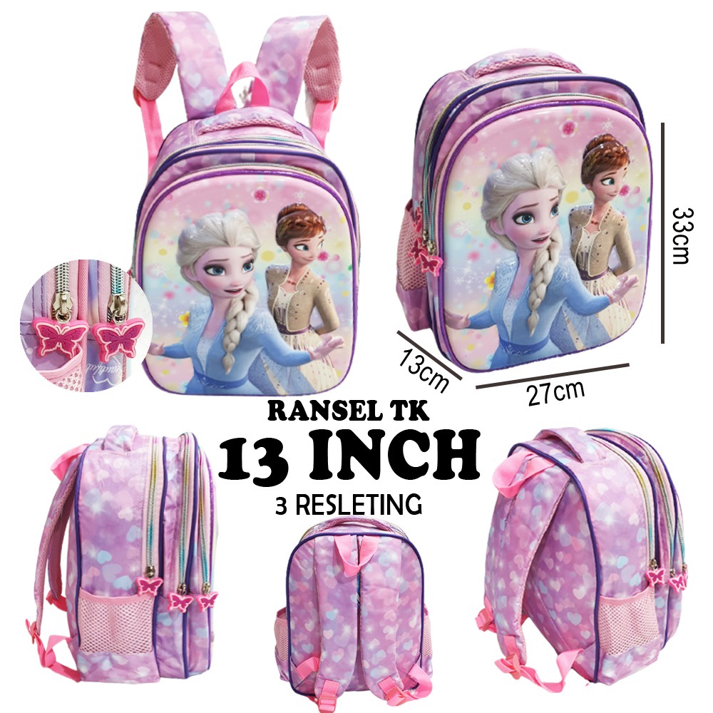SALE TAS TIMBUL TAS RANSEL ANAK SEKOLAH PEREMPUAN TK KARTUN UNICORN Kuda Ajaib EMBOS 3Resleting Kare ( Sun Gemez Pirang Mite Snow Sweet Gogo Ice Cream 13&quot;  )