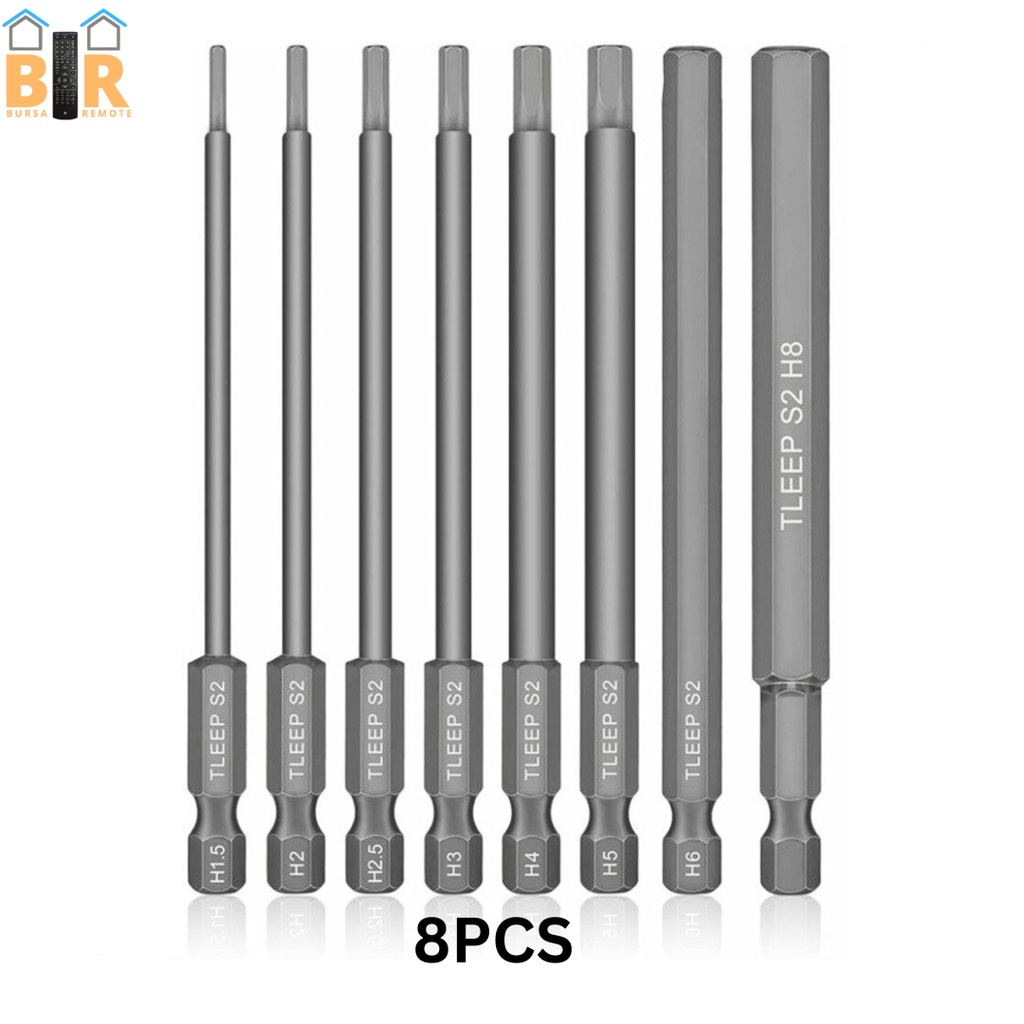 Mata Obeng Torx Magnetic 1/4&quot; Set 8 Pcs Dan 10 Pcs Kunci L Kepala Hex Bahan Baja Allen Bit Kunci Obeng Magnetik Matrix S2 Alloy Steel