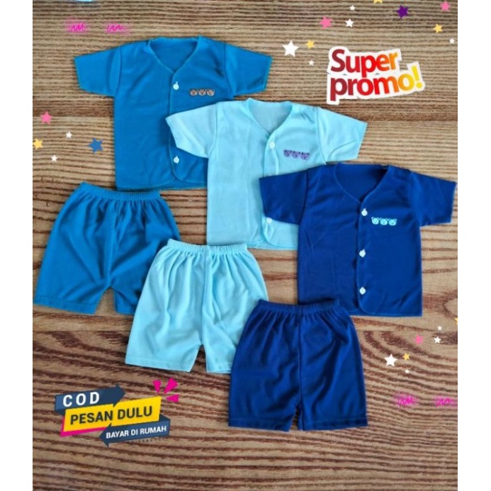 paket hemat baju/celana bayi 0-3 bulan SERI BIRU 9 setel (18 pcs)