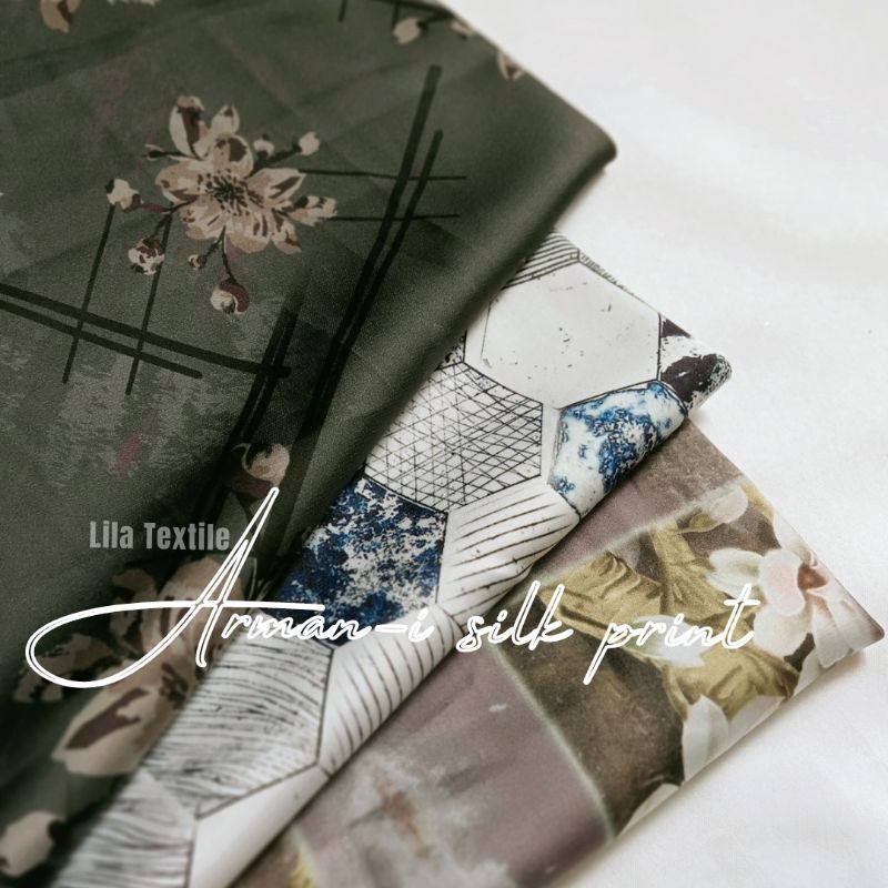KAIN ARMAN- I SILK PRINT BROWN (HARGA PER 0.5 METER)