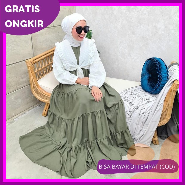 Gamis Terbaru 2023 Murah Simple Elegan Tyara Midi Dress Murah//Baju Wanita Kekinian Dan Terlaris Mid