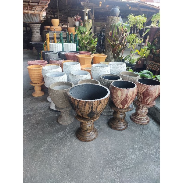 Pot Bunga Mewah Bebas Pilih Warna Ready Stok | Pot Bunga Set | Pot Bunga Unik | Pot Batu