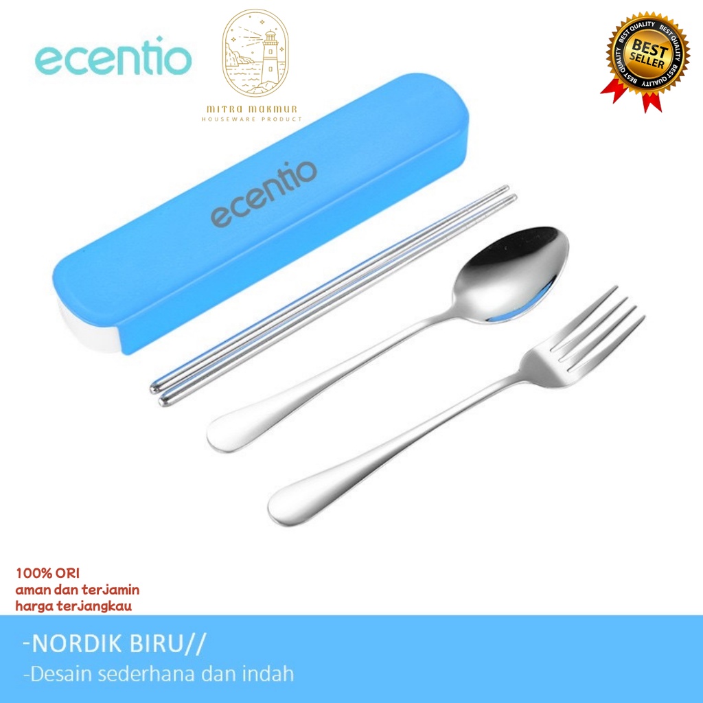 ECENTIO ALAT MAKAN SET FREE WADAH ISI 2 / 3 PCS STAINLESS STEEL SENDOK GARPU SUMPIT 1 SET