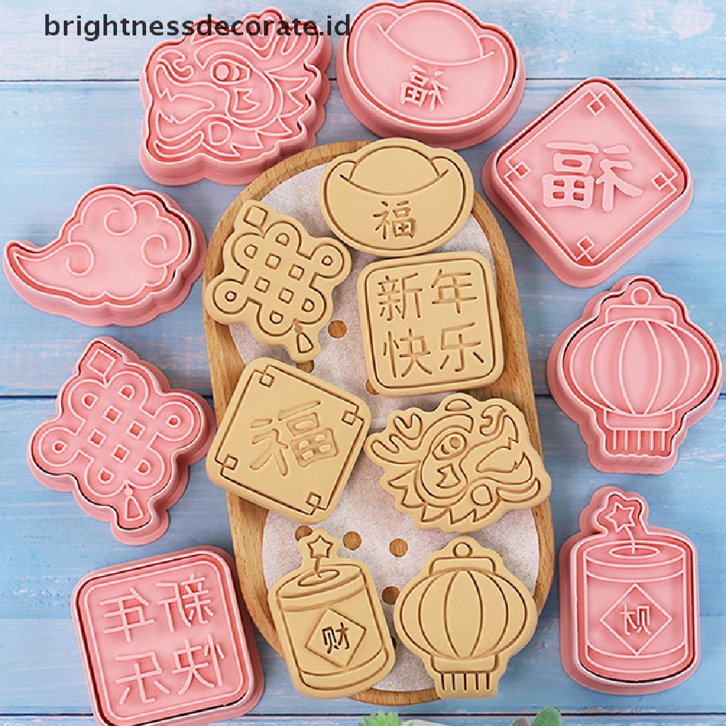 [Birth]8/10Pcs 2023tahun Baru Cina Kartun Biskuit Cetakan Cookie Cutter Baking Mold [ID]