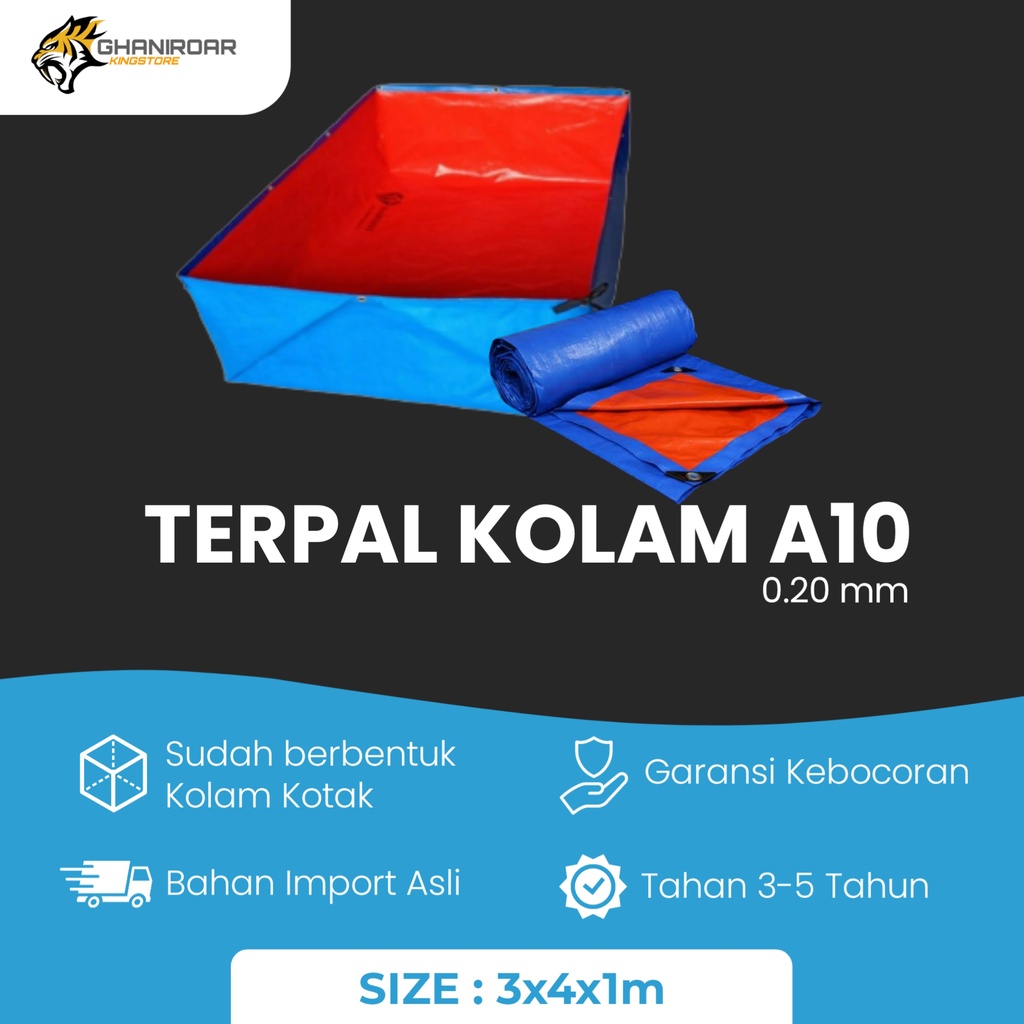 KOLAM TERPAL 3x4x1 / 300x400x100 TERPAL KOLAM IKAN A10 KOTAK