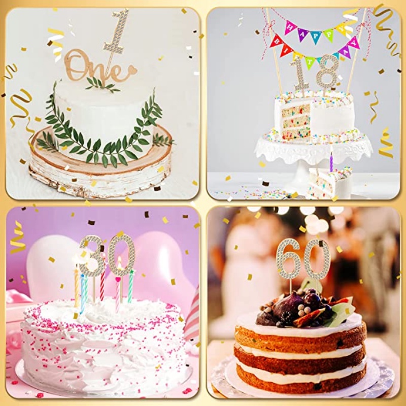 1 Pc Glitter Alloy Rhinestone Number Cake Toppers/Ulang Tahun Pernikahan Pesta Ulang Tahun Kue Digital Dessert Decor