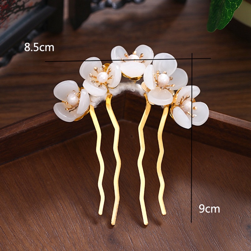 Anyaman Jepit Rambut Fashion Bunga Mutiara U Berbentuk Hiasan Kepala Jepit Rambut Plum Blossom Retro Aksesoris Rambut Untuk Wanita Hair Clip Jewelry