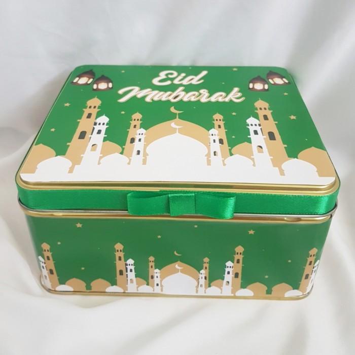 

Kaleng Kotak Souvenir Hampers Lebaran - Eid Mubarak Mesjid Hijau 026