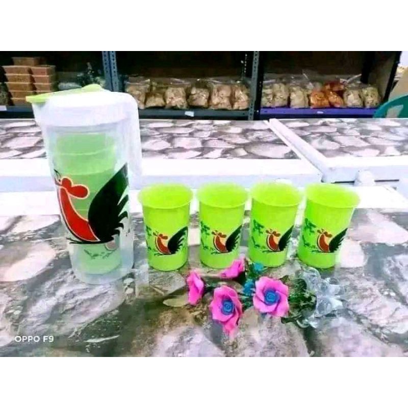 teko ayam jago +gelas