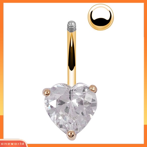 [oneworld] Wanita Pusar Cincin Perut Berlian Imitasi Tombol Bar Jantung Bintang Tubuh Tindik Perhiasan