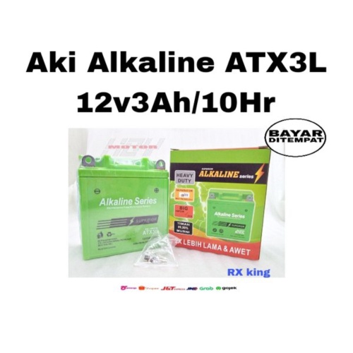 Unik Aki akki Alkalin Alkaline series ATX3L-BS 12V3Ah/10Hr for Yamaha RX king Berkualitas