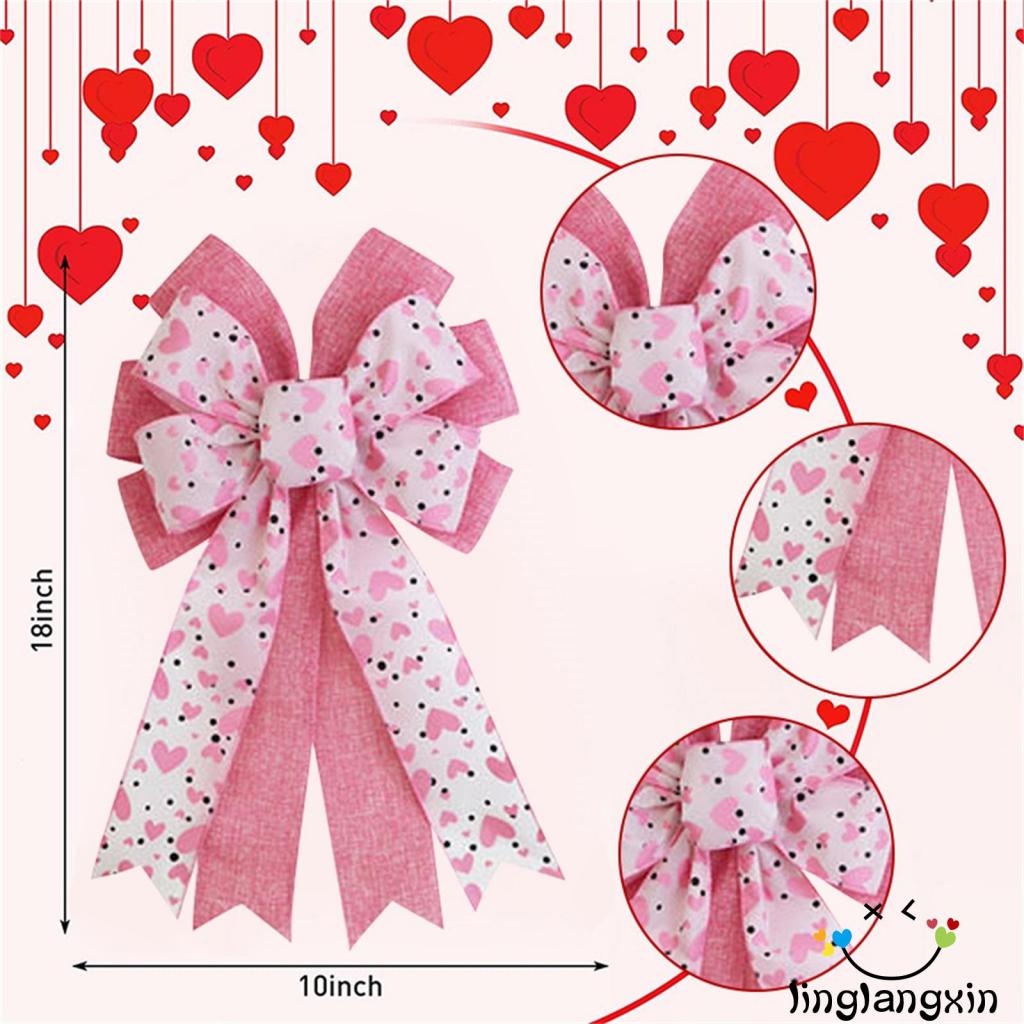 Llx-valentine Day Wreath Bow Dekorasi Hadiah Hati Hari Ibu Pesta Ulang Tahun Pernikahan