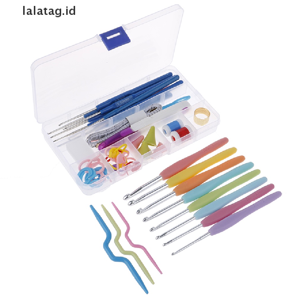 [lalatag] 53pcs Crochet Hooks Knitg s Rajut Menenun Kerajinan Benang Set Aksesori Jahit [ID]