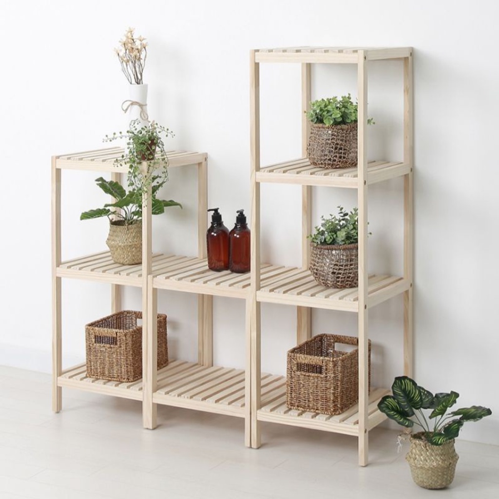 PROMO wooden shelf 4 tingkat / rak kayu / rak susun / rak serbaguna / rak display / rak dapur rak tas wanita / rak kamar mandi