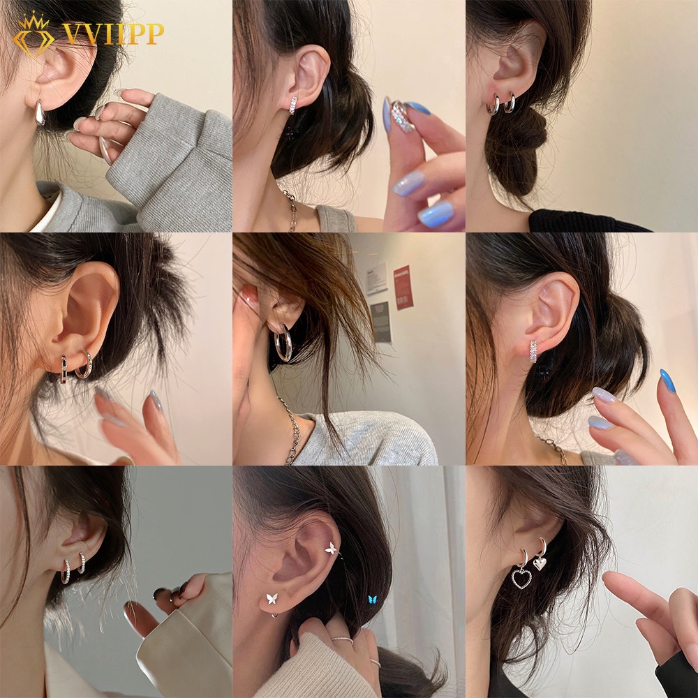 Fashion Perak Zirkon Anting Hoop Untuk Wanita Hypoallergenic Piercing Earring Aksesoris Perhiasan