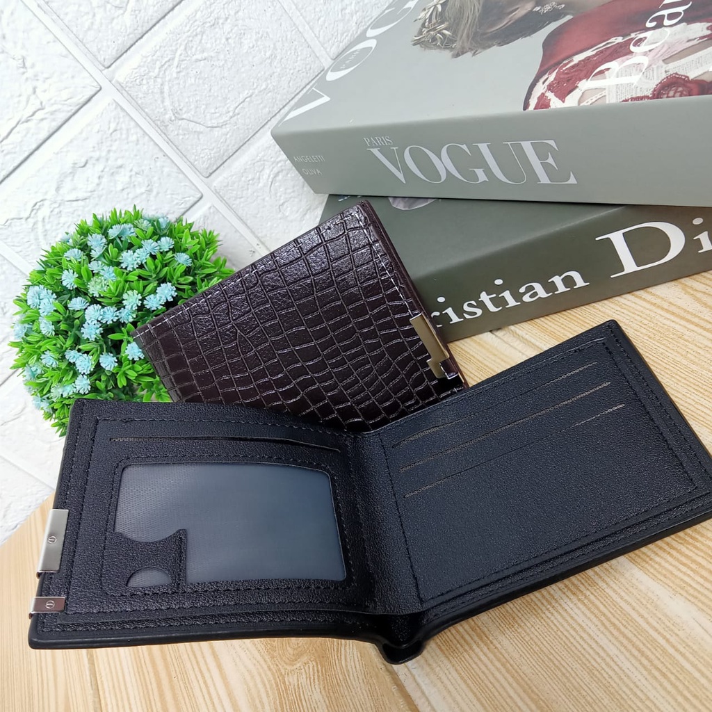 Dompet Lipat Pria Fashion Korea Style Kasual Motif Multifungsi Dompet Pendek Cowok Men Wallet PU Satu7an D93