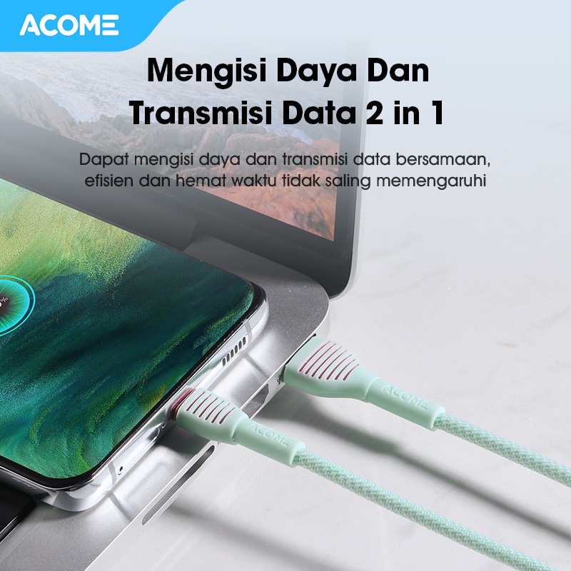 Kabel Data MICRO USB ACOME ASM010 Fast Charging 2.4A Garansi Resmi 1 Tahun