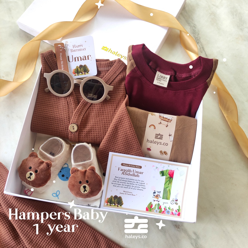 Hadiah ulang tahun anak 1-2 tahun hampers set baby laki laki perempuan kado anak 1 tahun premium hardbox | Haleys.co