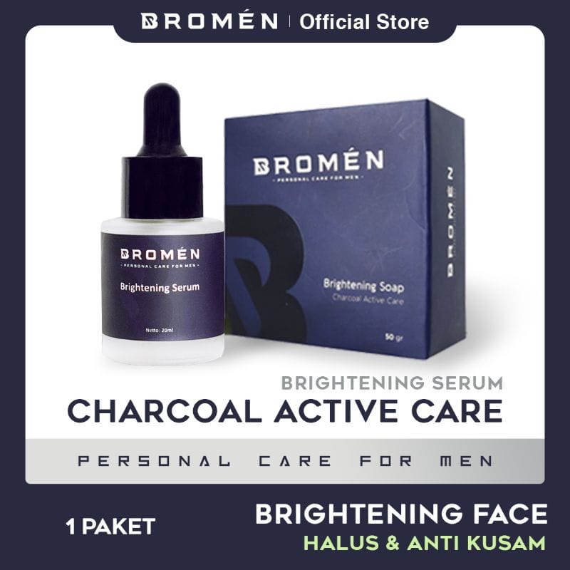 Bromen Paket Lengkap Sabun dan Serum Paket Brightening Men Bromen Sabun Wajah Serum Wajah Pria 20 GR Sabun 20 Ml