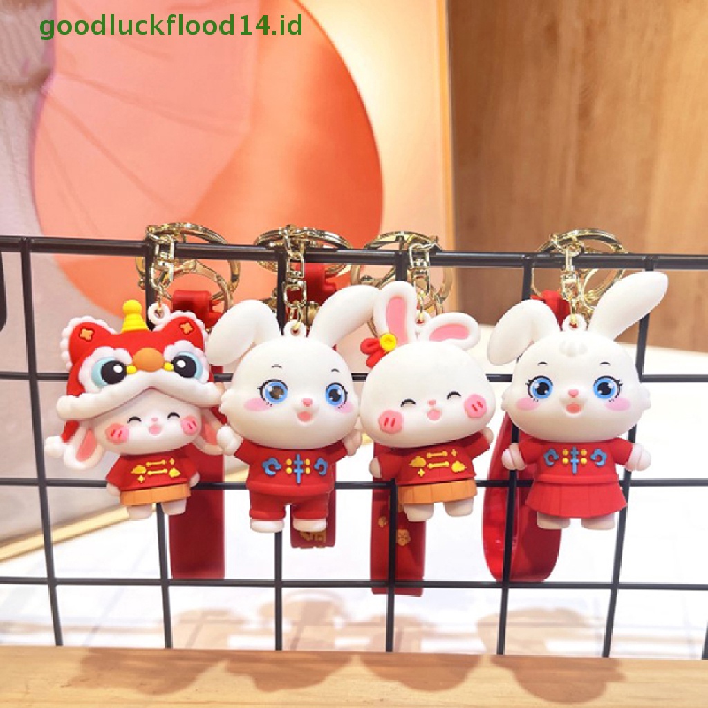 [GOOGFOUR] 1pc New Year Car Keyring Rabbit Keychain Key Lanyard Kartun Pasangan Gantungan Kunci Mobil Kelinci Hadiah Tahun Ransel Liontin [TOP]