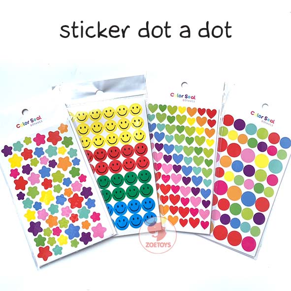 Zoetoys Sticker Dot A Dot - Smile Star Love Colorful | Label Reward Colorful Stickers Hadiah Stiker Tempelan Apresiasi | Mainan Edukasi Motorik Anak