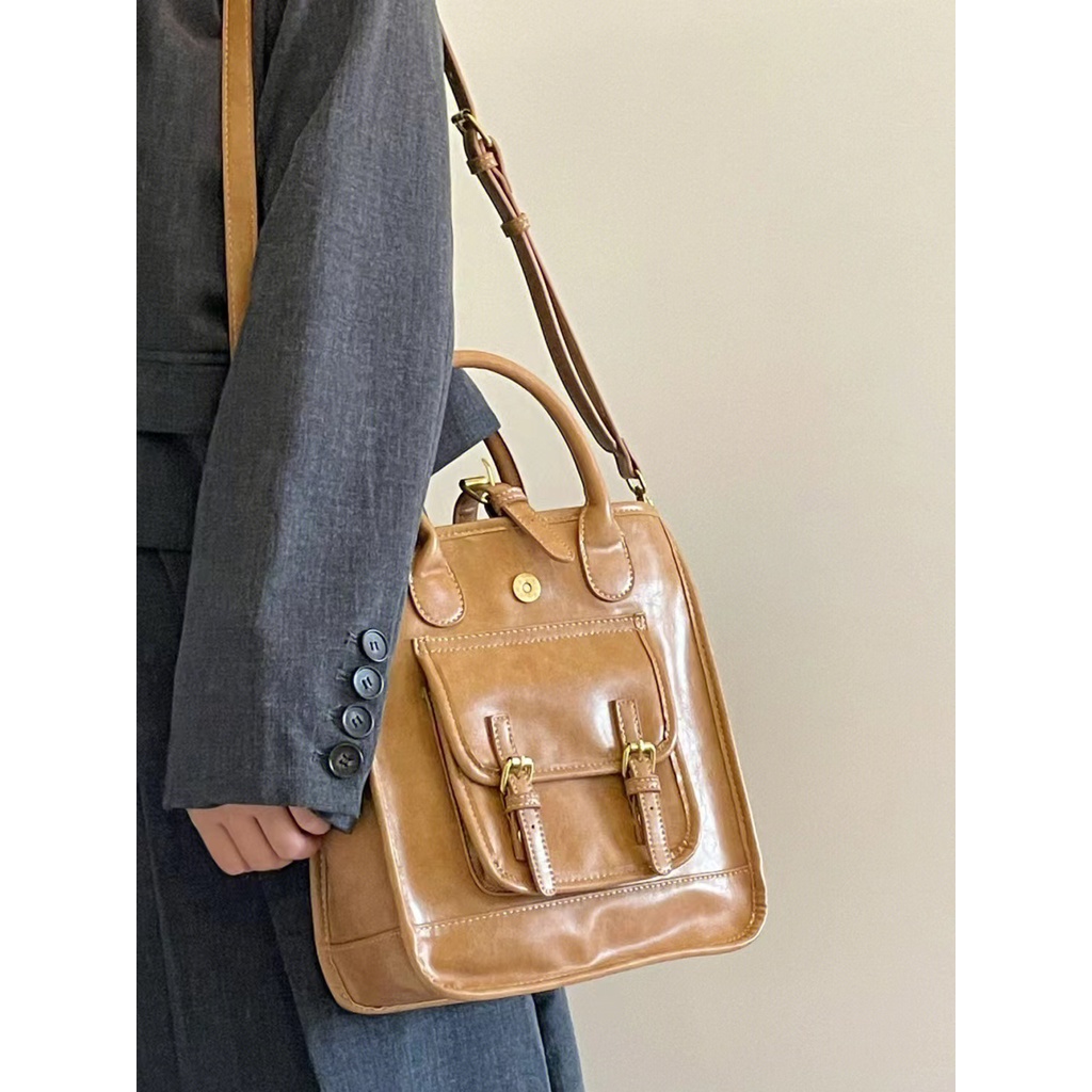 ❀Sera Retro College Tangan Membawa Tas Tas Wanita 2022 Mahasiswa Baru Kelas Satu Bahu Messenger Tas Commuter Tote Bag