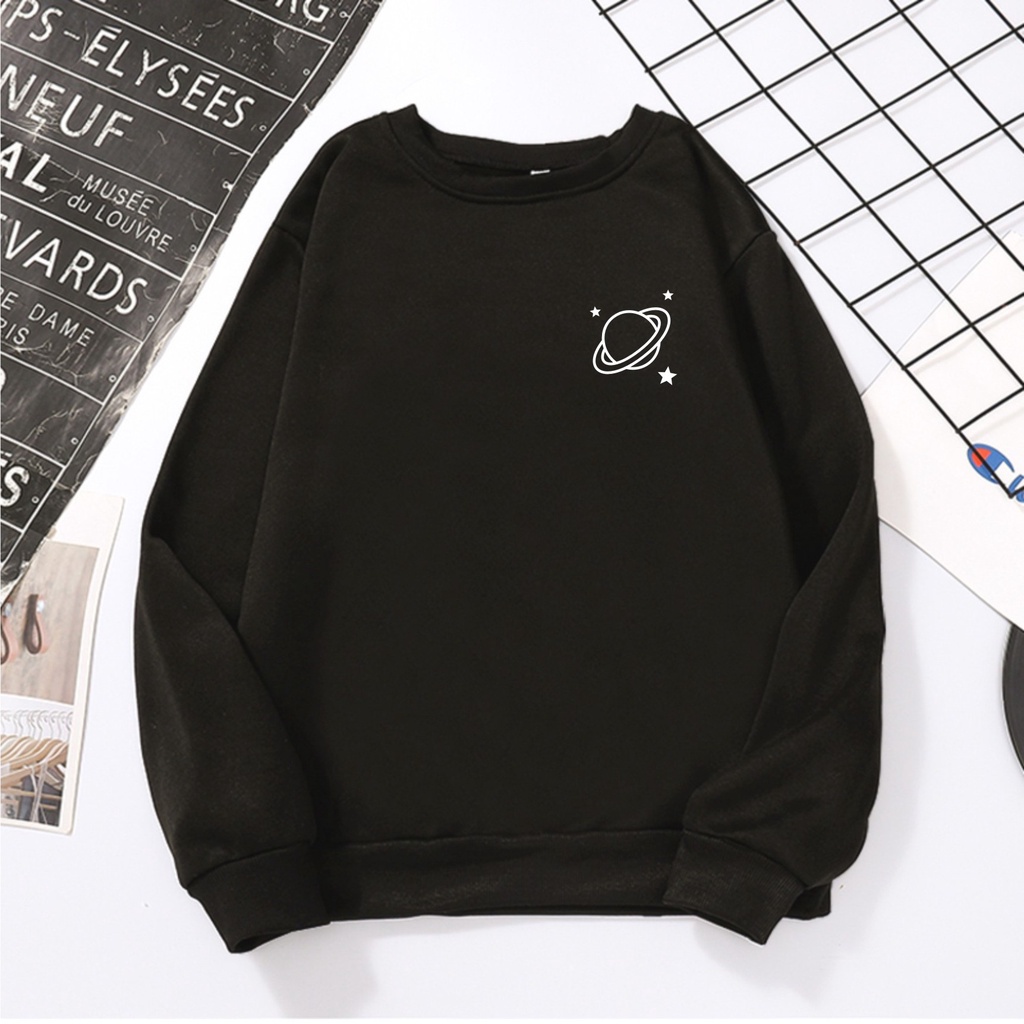 FenishaStore Sweater Crewneck Oversize Wanita Planet Uranus Size M-L-XL-XXL Bisa Bayar Ditempat COD