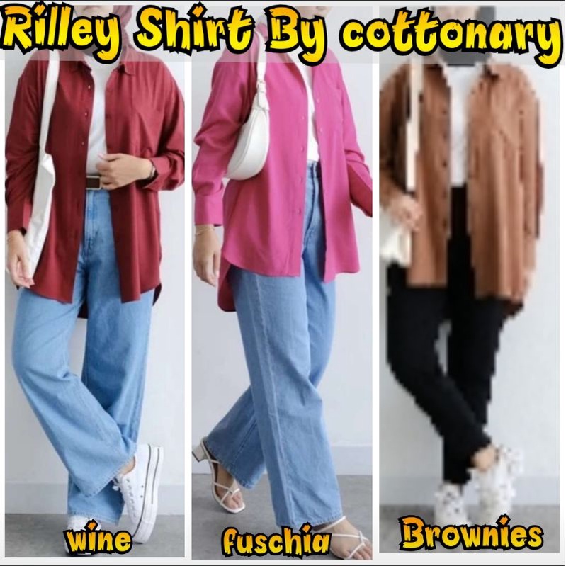 Ready || Rilley Shirt Wine, Fuchia, Brownies By Cottonary (Siap Kirim)