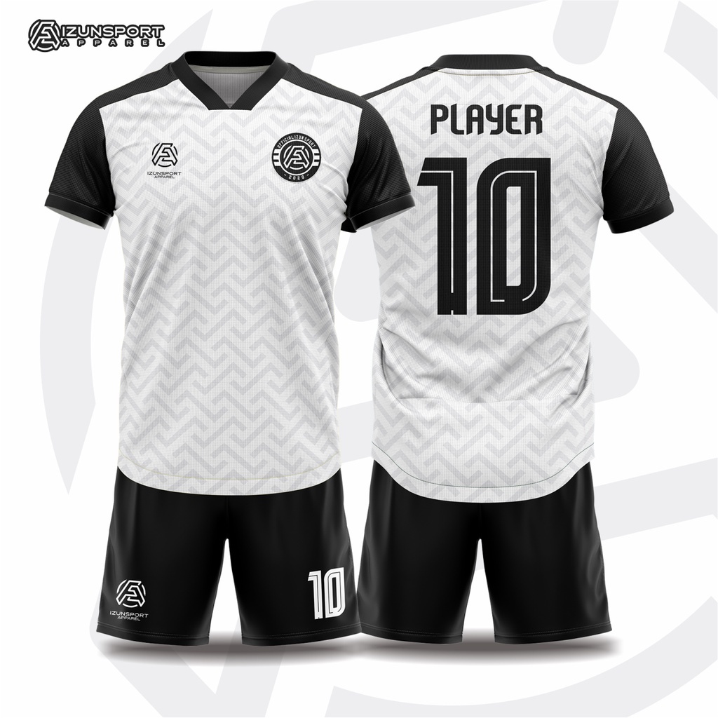 setelan jersey full printing sepakbola futsal custome satuan warna putih